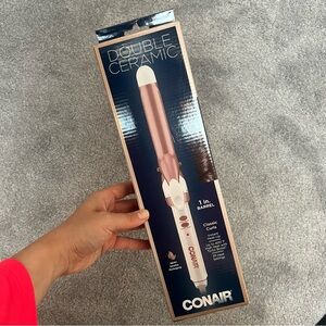 Conair Double Ceramic Curling iron in pink 1 inch curls - in the box